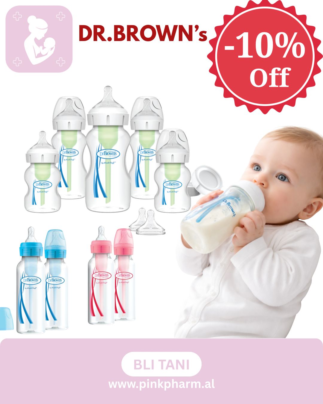 Dr. Brown’s – Biberon Qelqi Anti-Kolik 150ml grykegjere 0m+