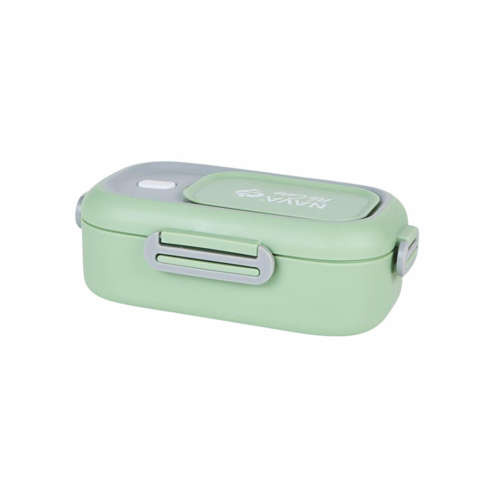 Enë drejtkëndëshe ushqimi inox "We Care", 800 ml (me lugë/pirun 2‑në‑1)