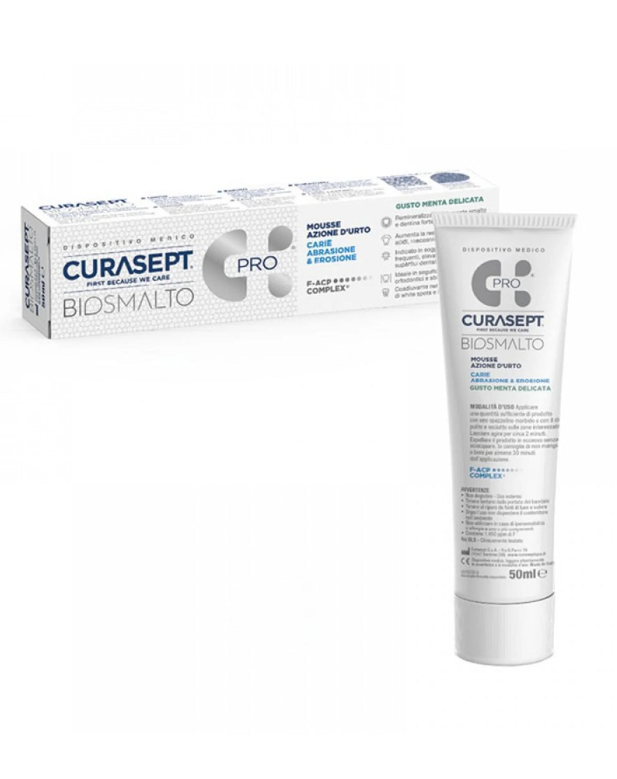 Curasept Biosmalto PRO Mousse – Aksion D’Urtë kundër Karieve, Abrasionit & Erozionit (Shije Luleshtrydhe)