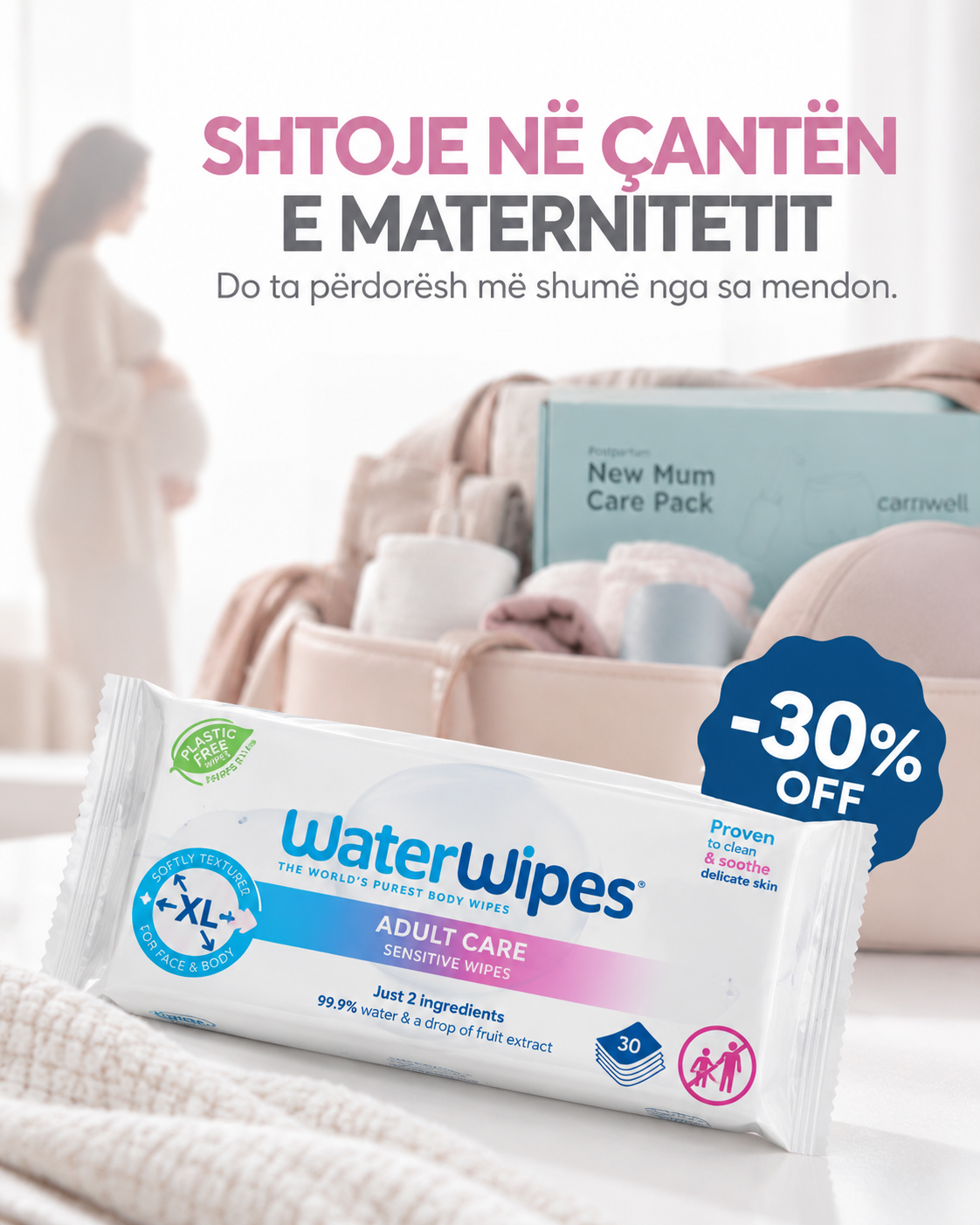 WaterWipes – Adult Care Sensitive Wipes (XL)