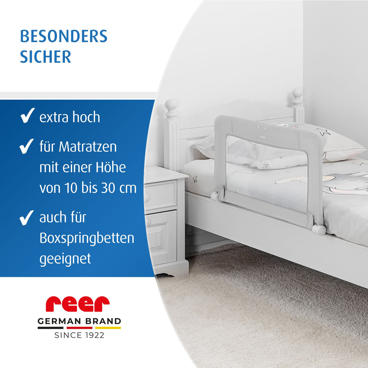 ByMySide bed rail, for beds 180 cm - 210 cm, with fold-down function
