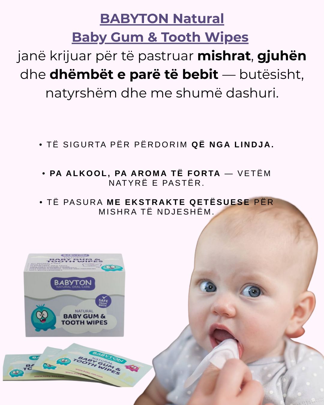 Babyton peceta per pastrimin e gojes se bebit