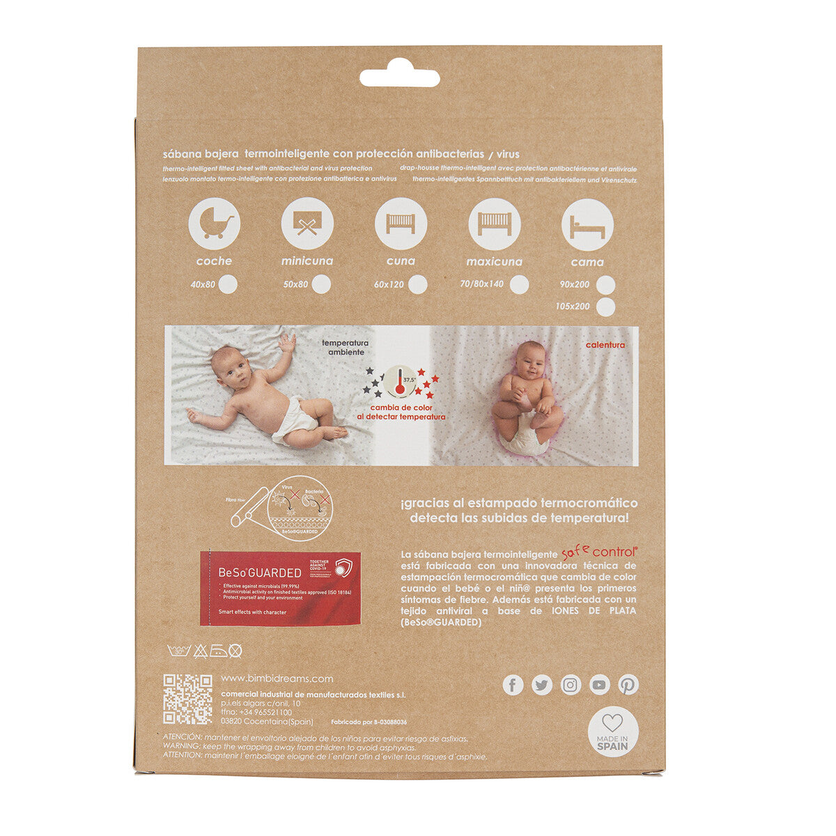 Bimbidreams Safe Control – Çarçaf me Llastik Termo-Inteligjent për Bebe