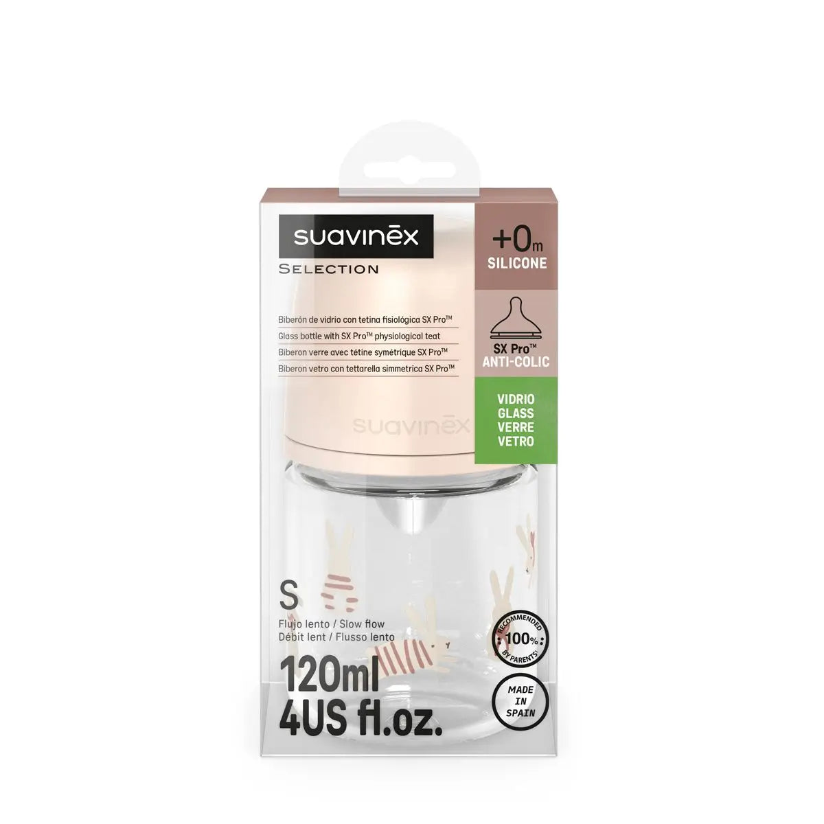 Suavinex - Biberon qelqi 120 ml 0m+ ( Wonderland collection )