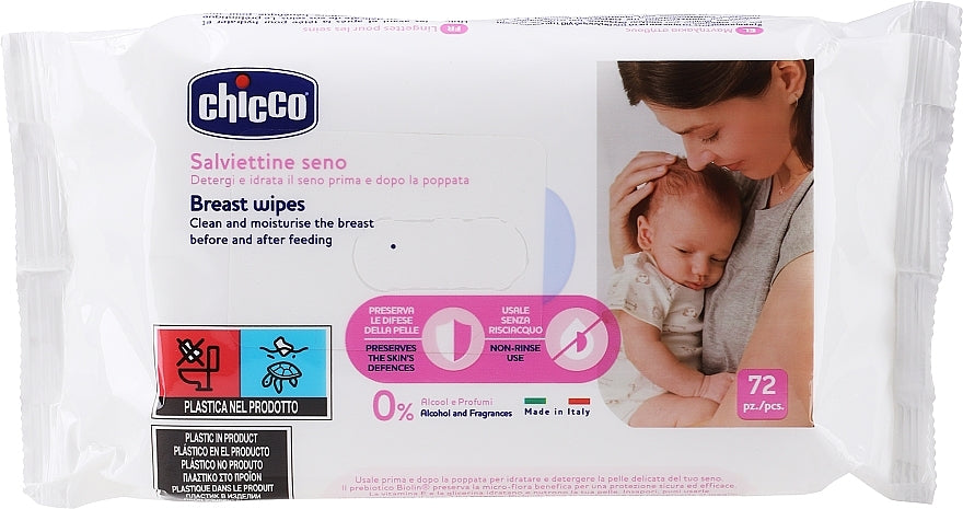 Chicco Baby Moments Salviettine SenoPeshqirë të lagura për kujdesin e gjirit para dhe pas ushqyerjes