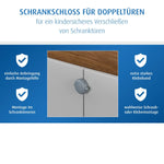 Cabinet lock for double doors, gray