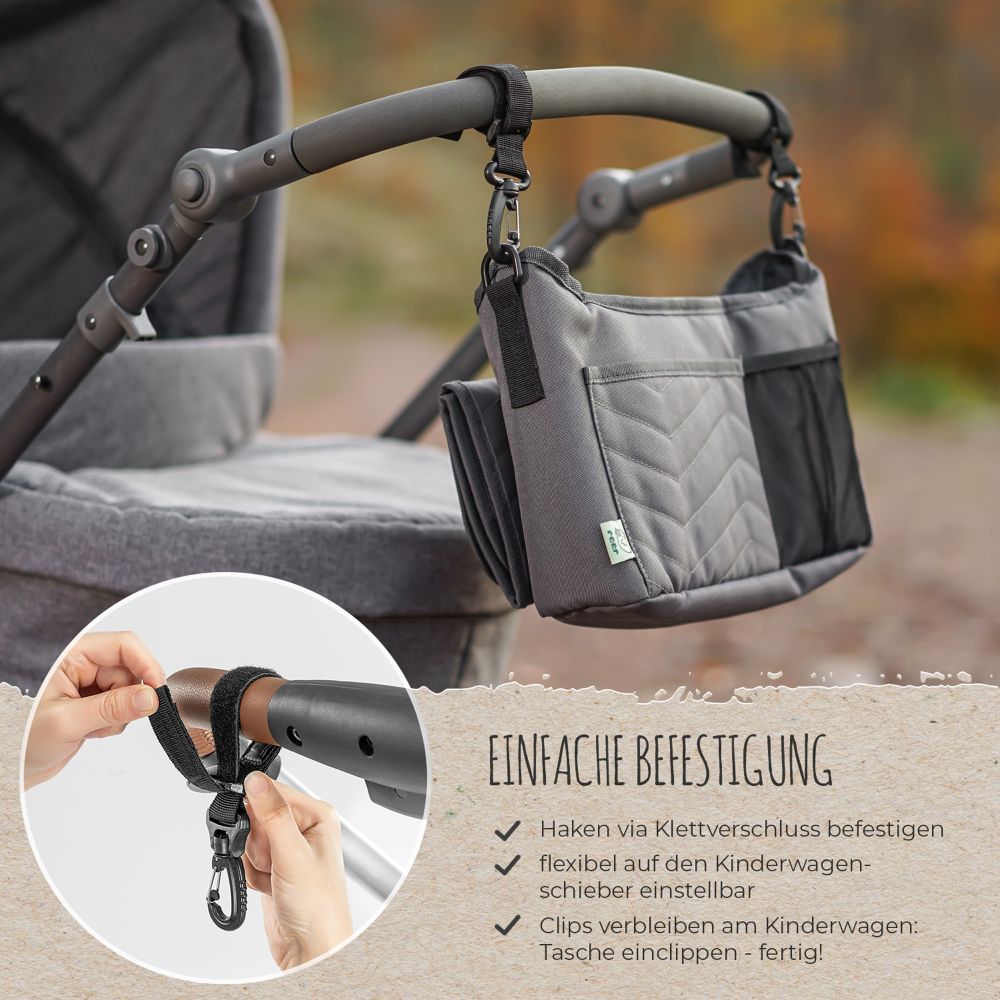 Growing stroller organiser with changing mat