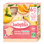 Babybio Apple, Orange & Banana Pouch +6months 4x90gr