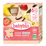 Babybio Apple, Strawberry & Vanilla Pouch +6months 4x90gr