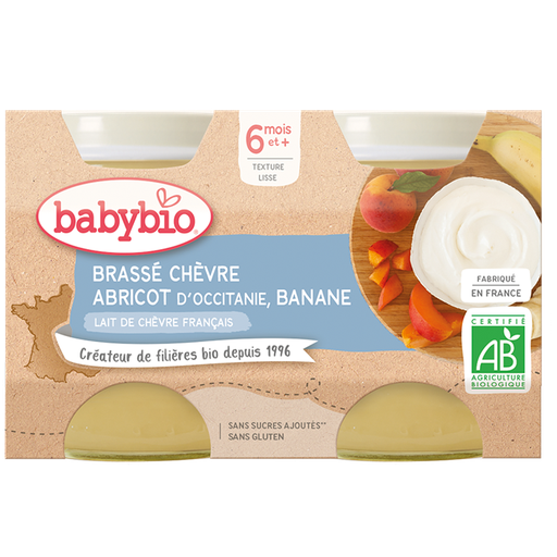 Babybio Brassé Apricot Banana Goat Milk +6months 2x130gr