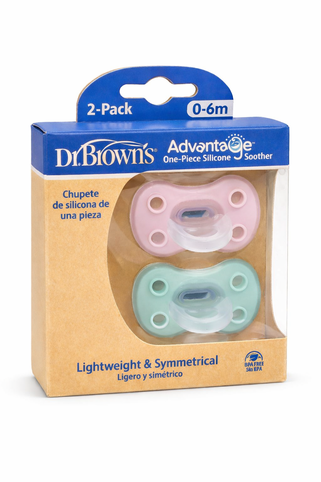 Dr. Brown’s -Advantage One-Piece Silicone Soother 0–6m (paketim me 2 cope)