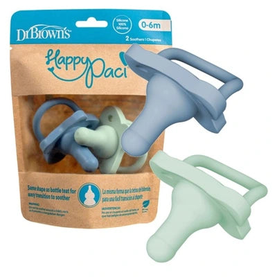Dr. Brown’s HappyPaci™ –Set 2 Qetësuesish Silikoni për Bebe (0-6m)