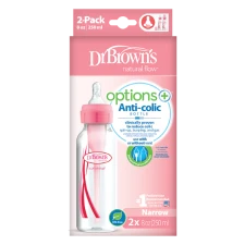 Dr. Brown’s Options+ – Set Biberonësh Anti-Kolikë, Rozë, 2 x 250 ml (0m+)