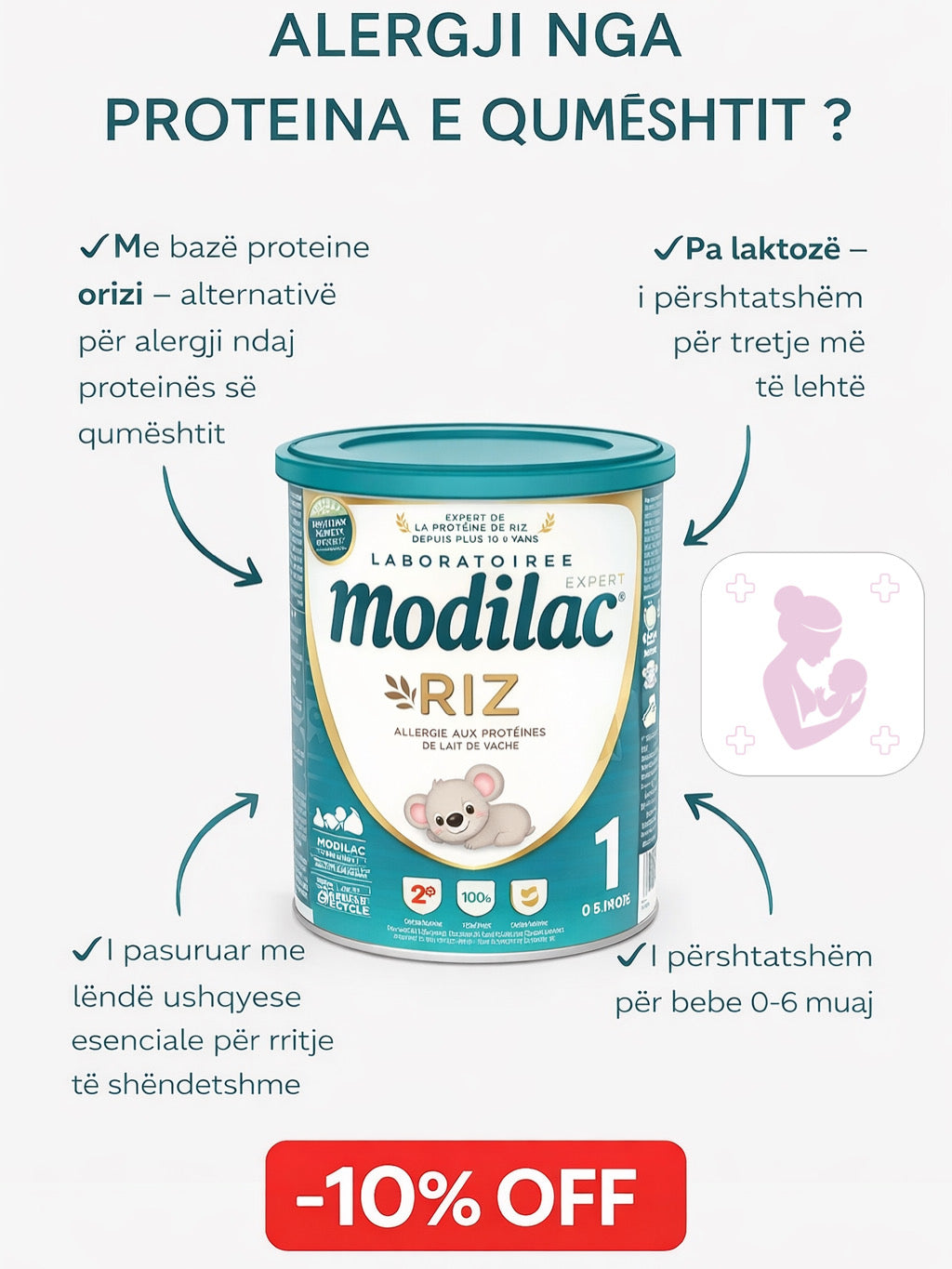 Modilac Expert Riz – Qumesht per bebe me proteine orizi per alergji ndaj qumeshtit te lopes