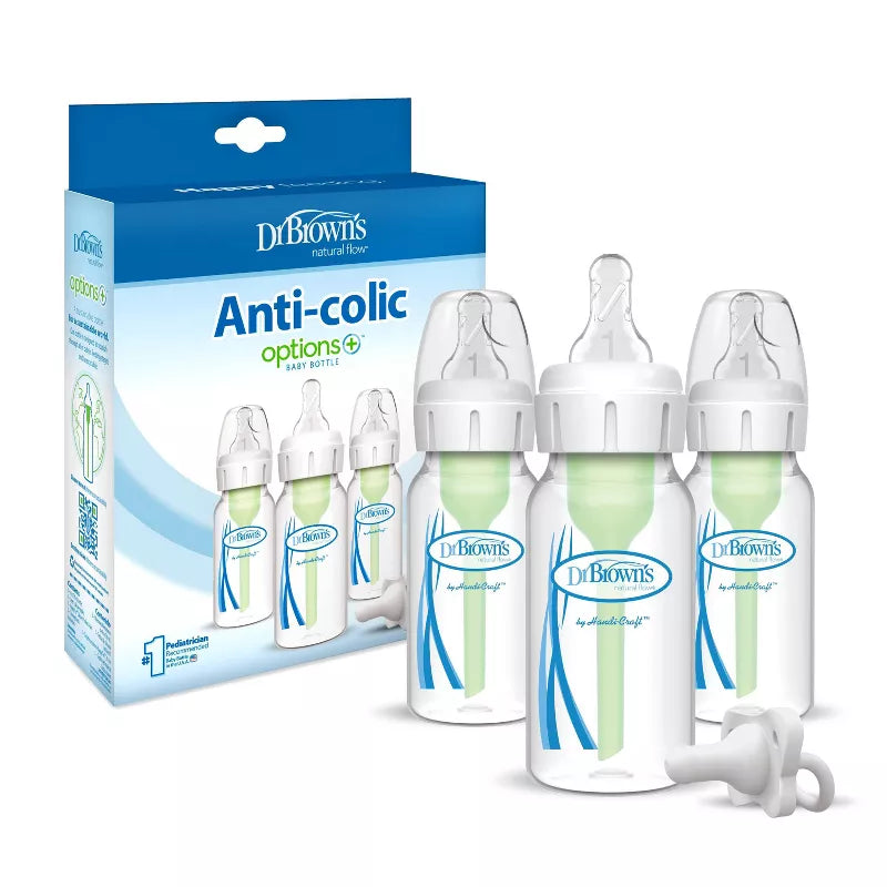 Shishe plastike 250 ml Anti-Colic Options+, qafë e ngushtë, 3 copë