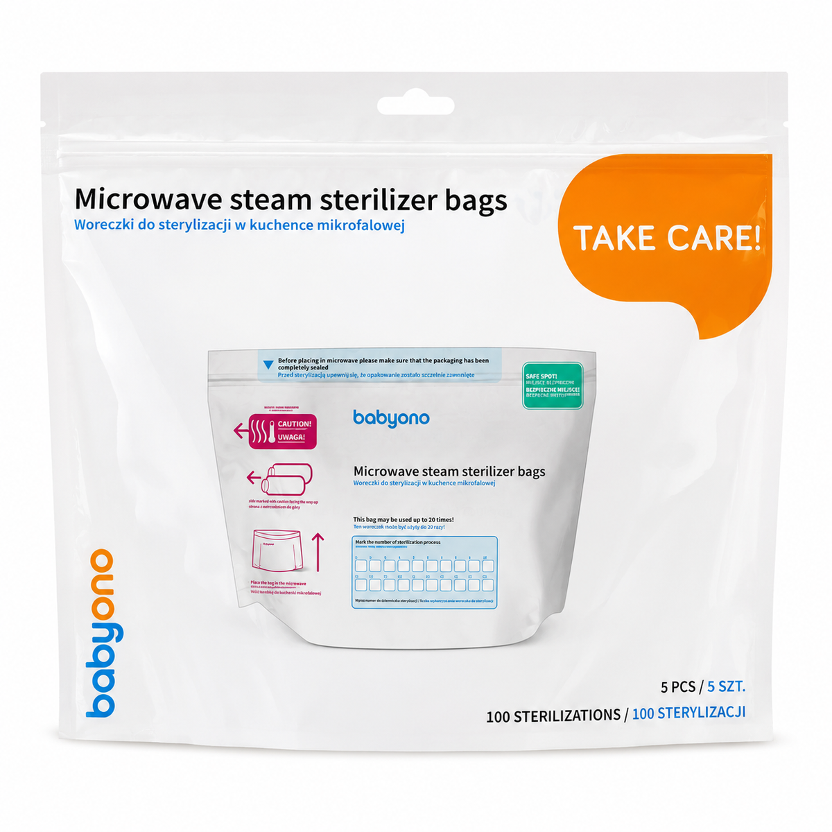 Babyono - Microwave Steam Sterilizer Bags (qese sterilizimi per mikrovale)