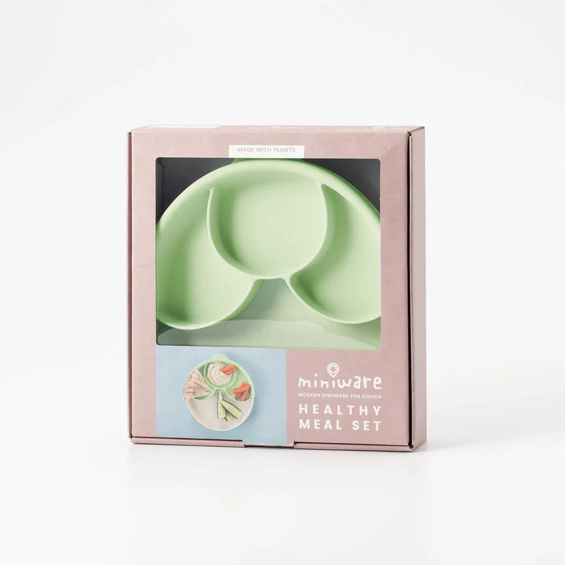 Seti "Healthy Meal" (Vakt i shëndetshëm) - Pjata me ndarje (Keylime/Keylime) Miniware