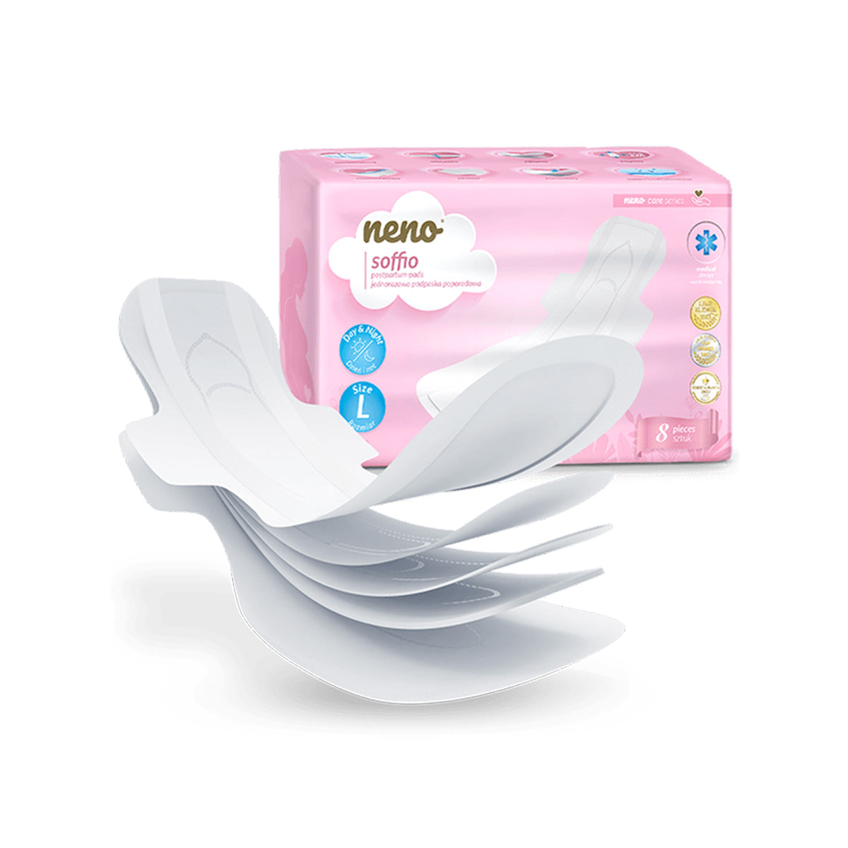 NENO SOFFIO – postpartum pads, 8 copë, masa L
