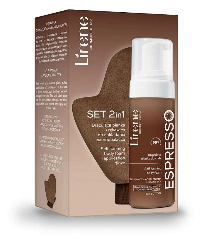 Lirene - Bronzing Foam + Glove for Applying Self-Tanner Set 2in1 150 ml