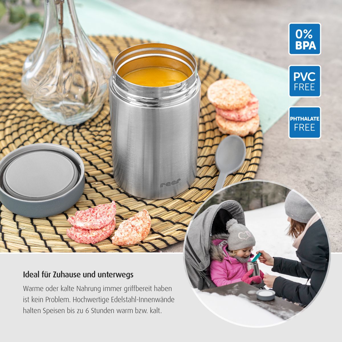 Pure stainless steel insulated storage box, 300 ml