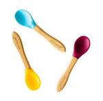 Eco Rascals- BAMBOO SPOONS luge x3 bambuje dhe silikoni per ushqimin e bebushave