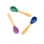 Eco Rascals- BAMBOO SPOONS luge x3 bambuje dhe silikoni per ushqimin e bebushave