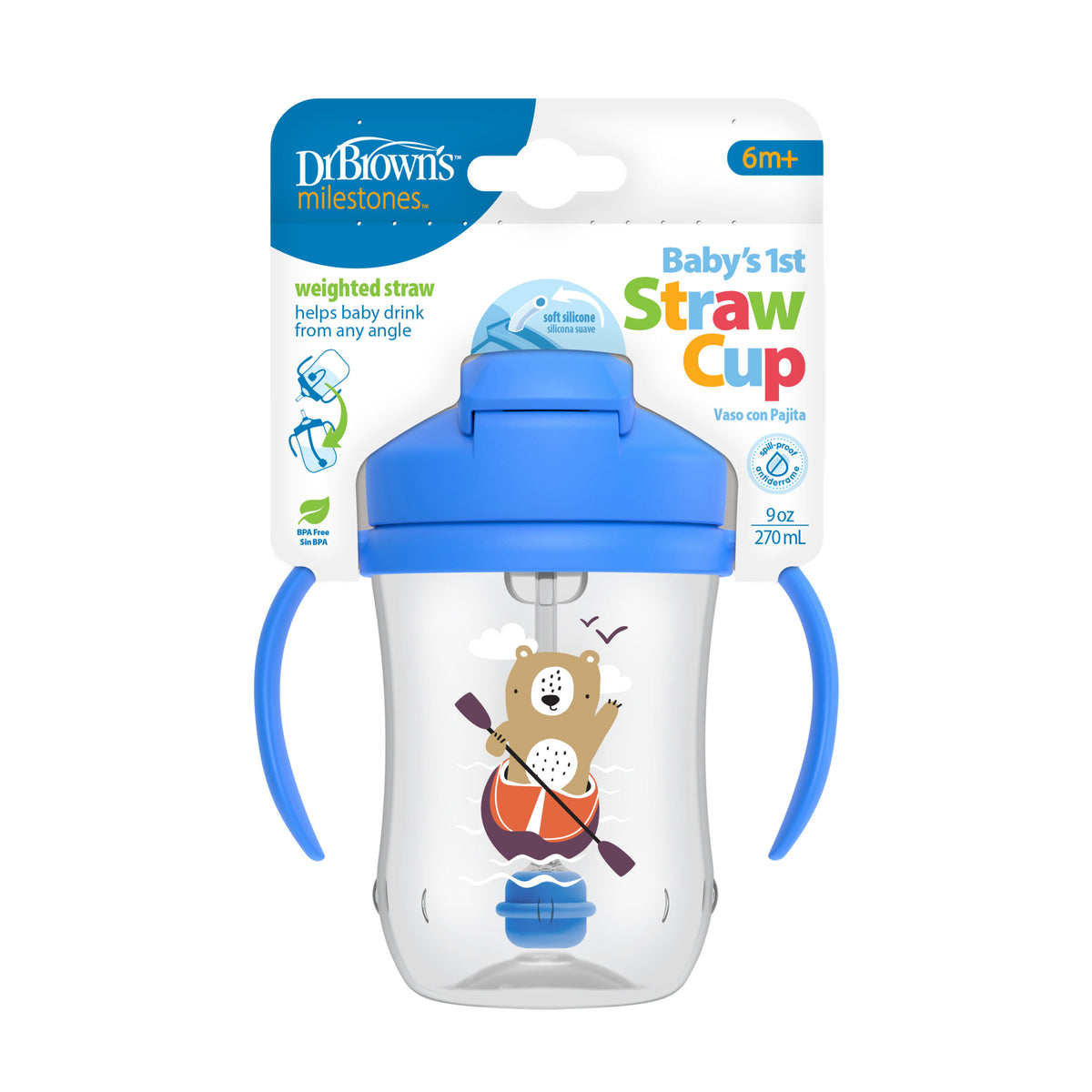 Dr. Brown's Baby's First Straw Cup with Handles Blue 270ml