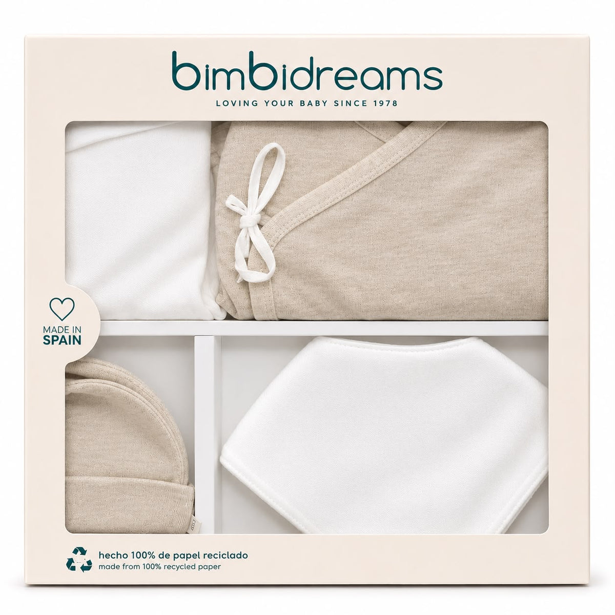 Bimbidreams - Set Newborn me 4 Pjese Beige