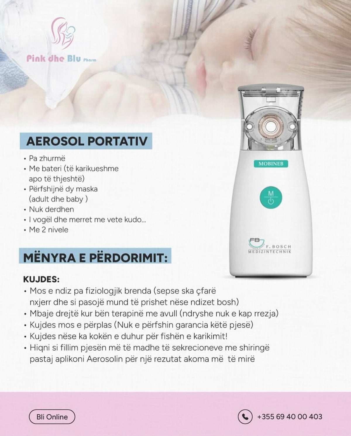 F. Bosch Mobineb-Aerosol portativ me bateri te rikarikueshme