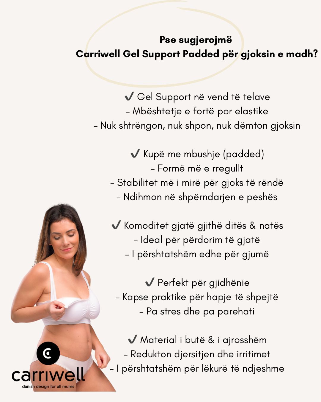 Carriwell Sutjena per gjoksin e madh ( recipeta gjidhenie )