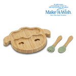 NAVA We Care - Set ushqimi me pjate material bamboo dhe luge+pirun silikoni