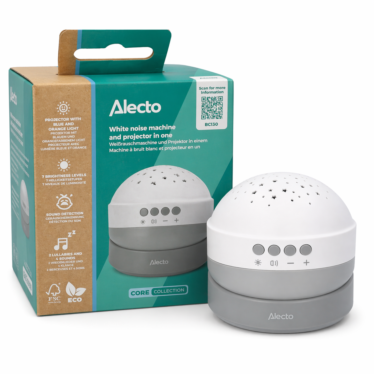 Alecto – White Noise Machine & Projector (2 në 1) zhurma te bardha