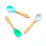 Eco Rascals- BAMBOO SPOONS luge x3 bambuje dhe silikoni per ushqimin e bebushave