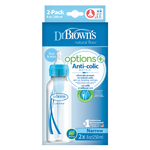 Dr. Brown’s Options+,Biberon Anti – Colic,Gryke ngushte, Blu, 2x250ml Bottle 0m+