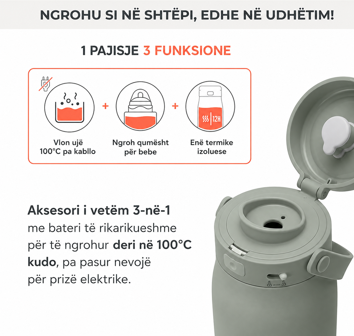 Nuvita Portable Milk Warmer and Water Kettle Hot'n'Go (ngrohes portativ)