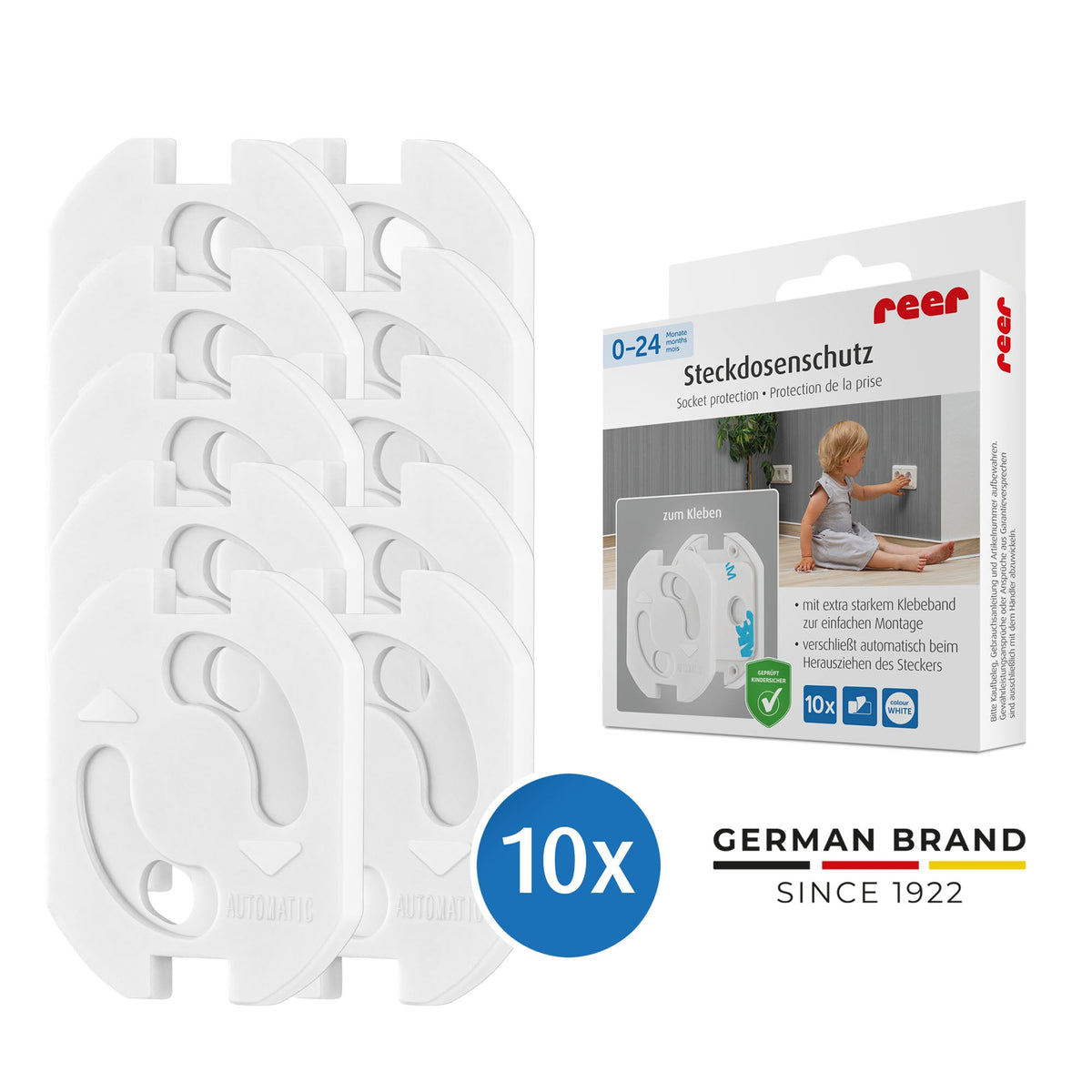 Socket protector, glueable, white, 10 pieces