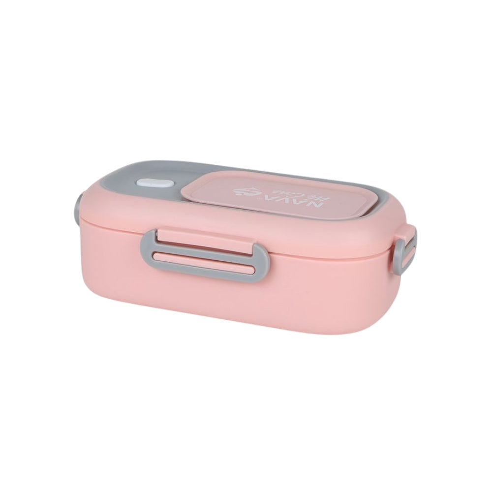 Enë drejtkëndëshe ushqimi inox "We Care", 800 ml (me lugë/pirun 2‑në‑1)