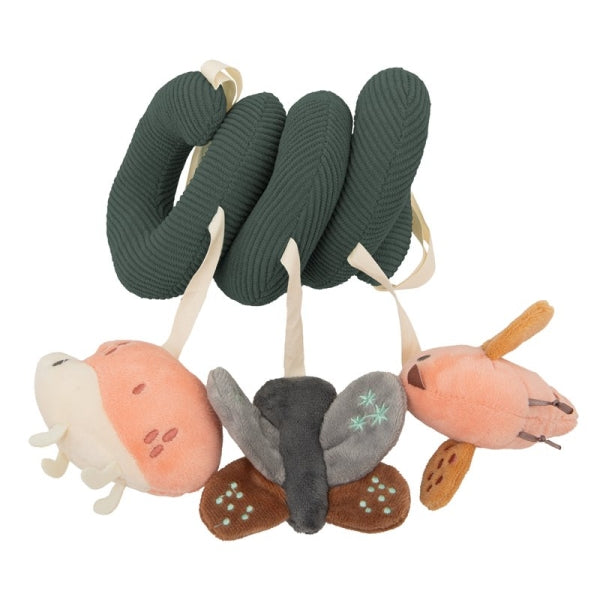 Lodër Spirale për Karrocë – Tekstil i Butë me Kafshë & Flutura