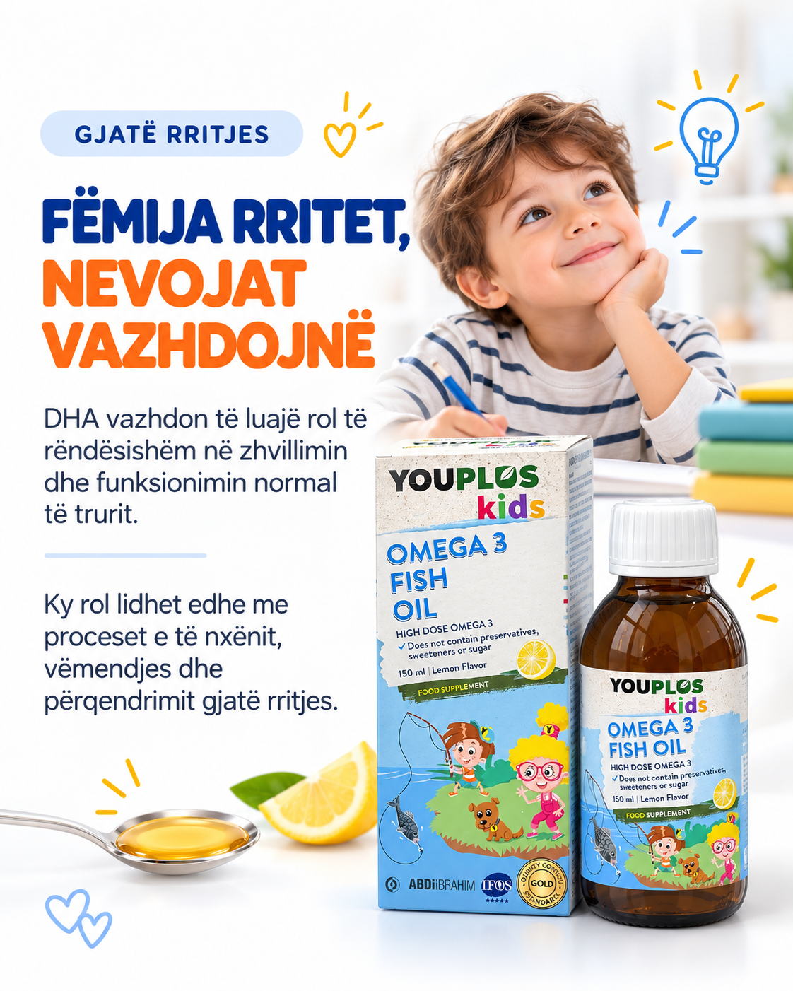 YouPlus Kids Omega 3 Fish Oil – Vaj Peshku per femije 150ml