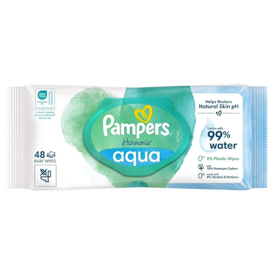 Pampers Harmonie AquaLetra të Lagura për Bebe, Pa Plastikë
