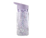 Tutete Plastic Bottle with Straw Glitter Stars Lilac