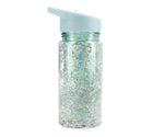 Tutete Plastic Bottle with Straw Glitter Stars Turquoise 340ml