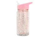 Tutete Plastic Bottle with Straw Glitter Stars Pink 340ml
