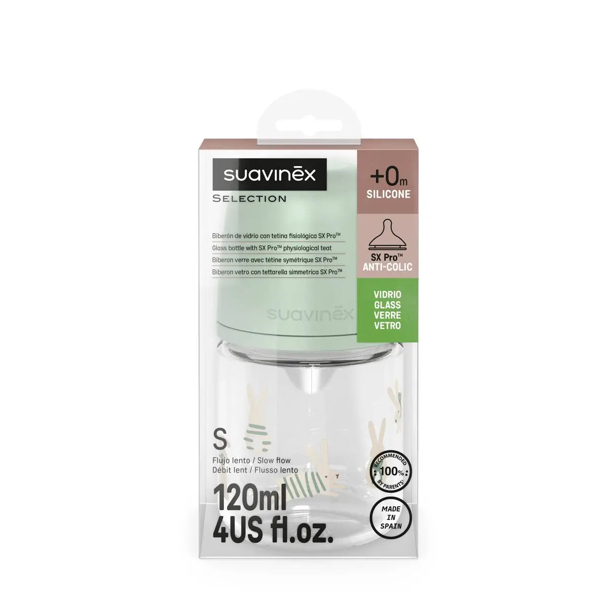 Suavinex - Biberon qelqi 120 ml 0m+ ( Wonderland collection )
