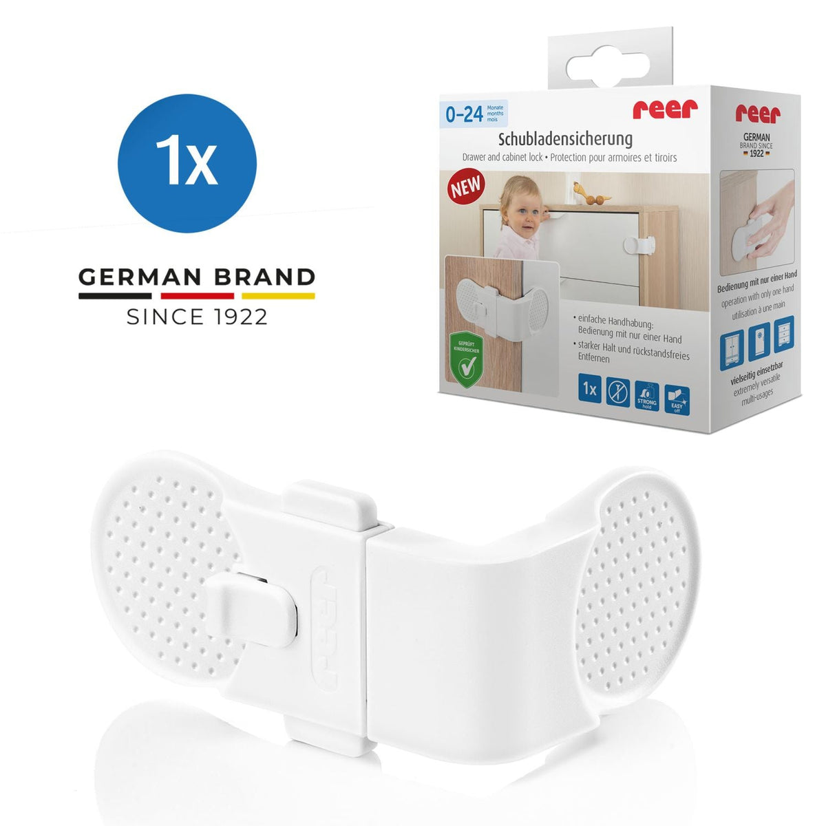 Drawer and cabinet door lock, 1 piece