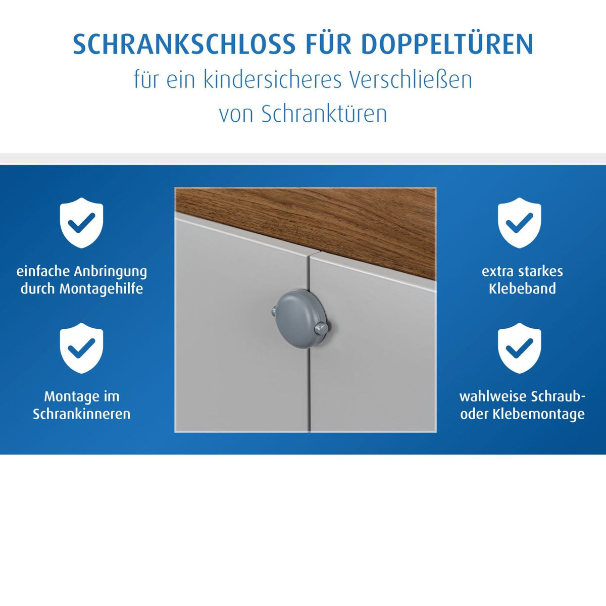 Cabinet lock for double doors, gray