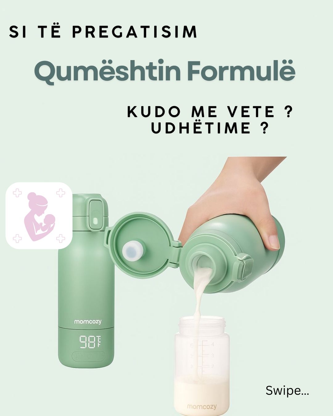 Momcozy Ngrohës Portativ për Qumësht Gjiri dhe Ujë, Ideal për Udhëtime