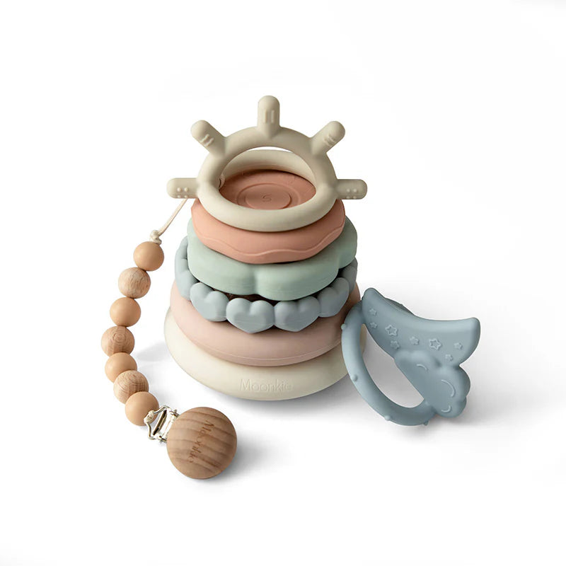 Stacking Teething Rings Toy( Kruajtese Dhembesh per femije ) Te Gjitha Ngjyrat MOONKIE