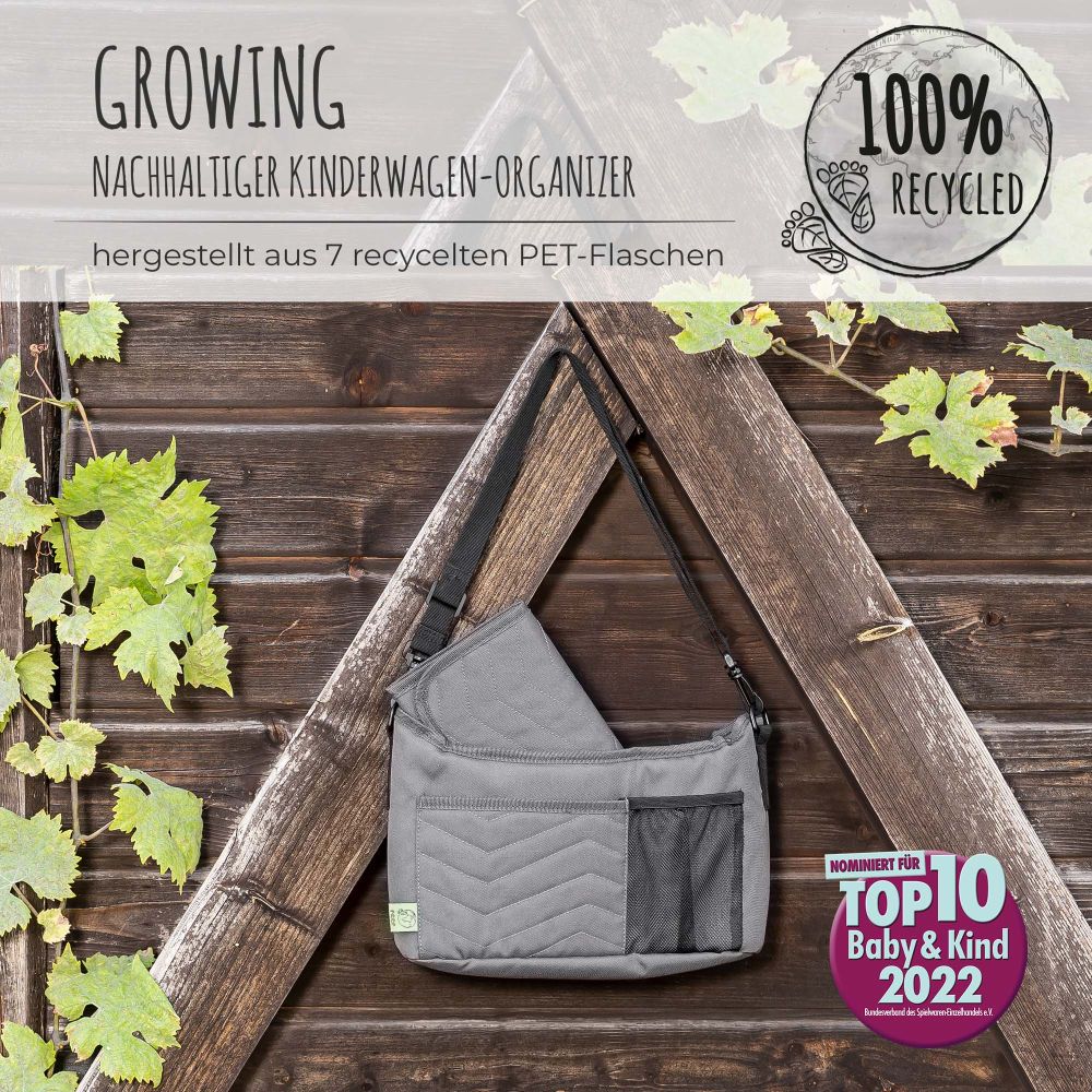Growing stroller organiser with changing mat