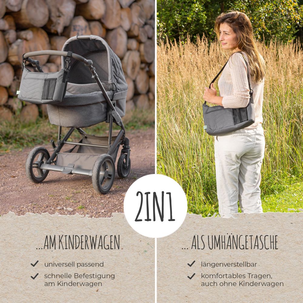 Growing stroller organiser with changing mat